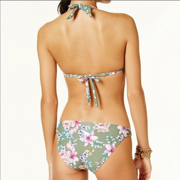 🔥HULA HONEY🔥2-Piece Swimsuit Olive Tropic Floral Push Up Bikini Small NWT - Picture 2 of 6